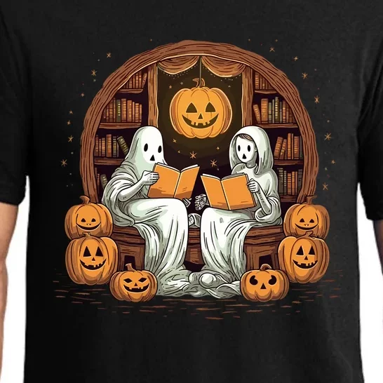 Cute Ghost Reading Books Halloween Librarian Book Gift Pajama Set