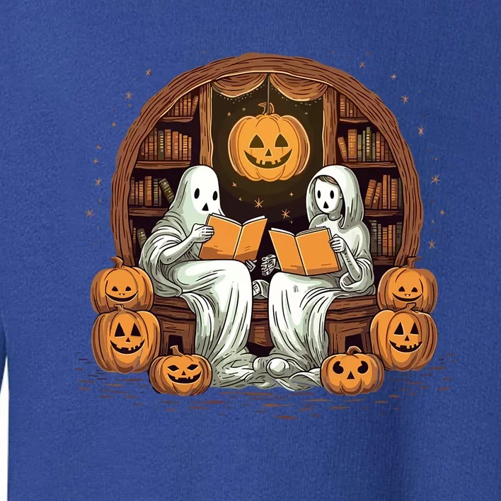 Cute Ghost Reading Books Halloween Librarian Book Gift Toddler Sweatshirt