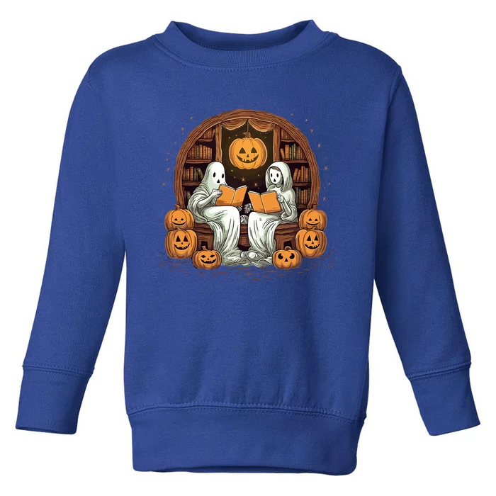 Cute Ghost Reading Books Halloween Librarian Book Gift Toddler Sweatshirt