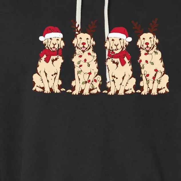 Christmas Golden Retriever Christmas light Garment-Dyed Fleece Hoodie