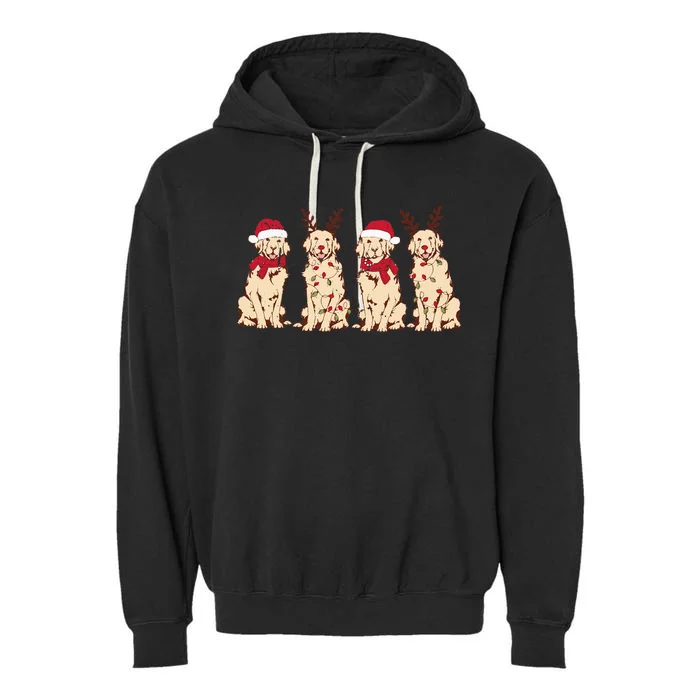 Christmas Golden Retriever Christmas light Garment-Dyed Fleece Hoodie