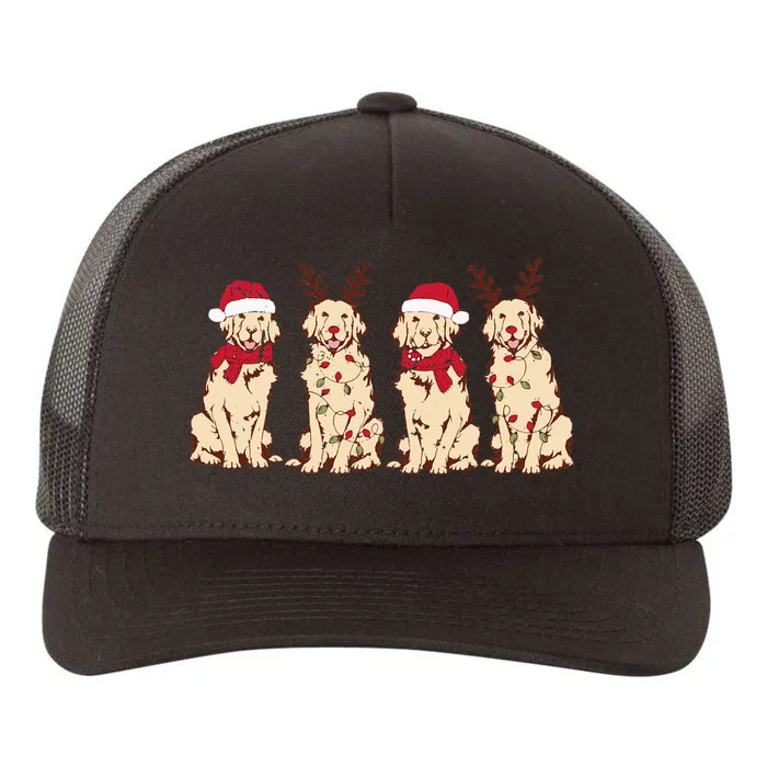 Christmas Golden Retriever Christmas light Yupoong Adult 5-Panel Trucker Hat