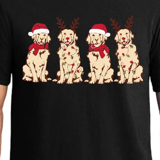 Christmas Golden Retriever Christmas light Pajama Set