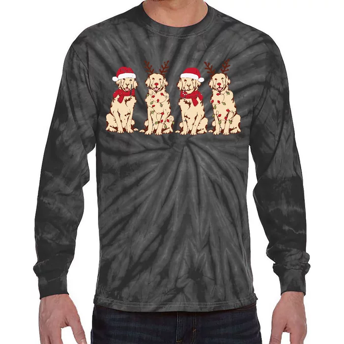 Christmas Golden Retriever Christmas light Tie-Dye Long Sleeve Shirt