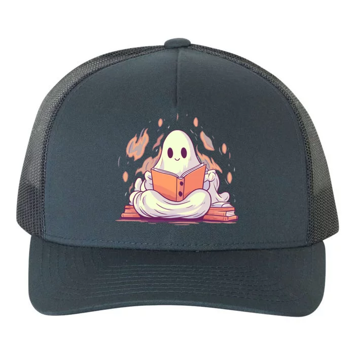 Cute Ghost Reading Books Meaningful Gift Yupoong Adult 5-Panel Trucker Hat