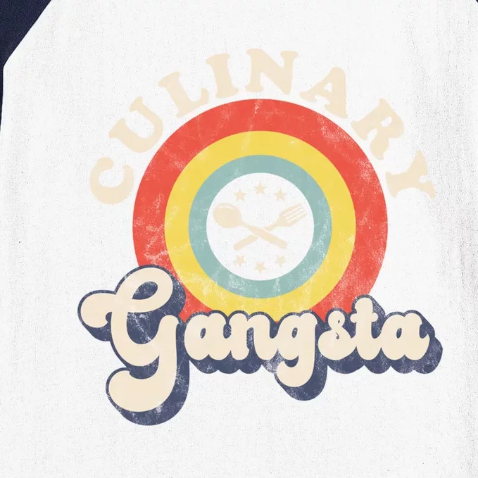 Culinary Gangster Retro Cooking Chef Funny Gift Baseball Sleeve Shirt