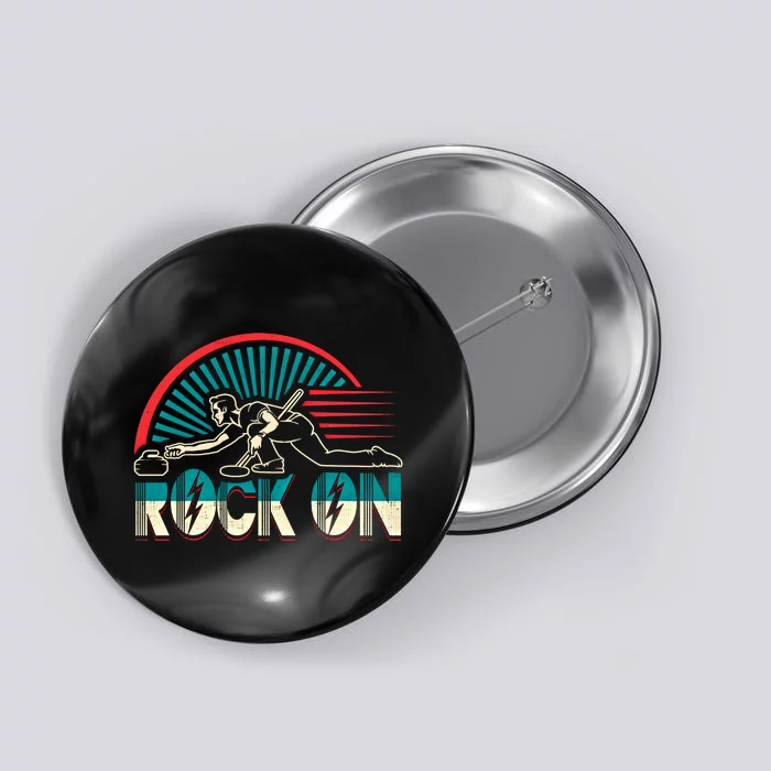 Curling Gift Rock On Winter Sports Bonspiel Button