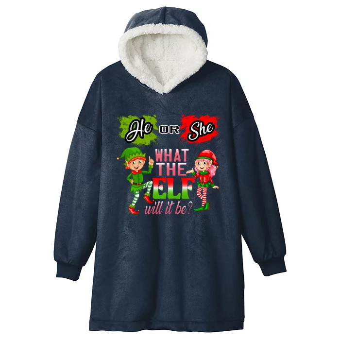 Christmas Gender Reveal He Or She What The Elf Will It Be Gift Hooded Wearable Blanket