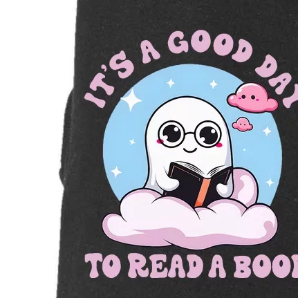 Cute Ghost Reading Book Librarian Halloween Teachers Doggie 3-End Fleece Hoodie