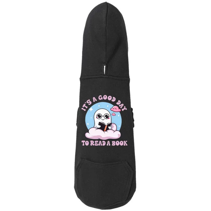 Cute Ghost Reading Book Librarian Halloween Teachers Doggie 3-End Fleece Hoodie