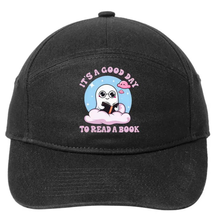 Cute Ghost Reading Book Librarian Halloween Teachers 7-Panel Snapback Hat