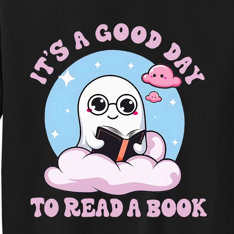 Cute Ghost Reading Book Librarian Halloween Teachers Tall Sweatshirt