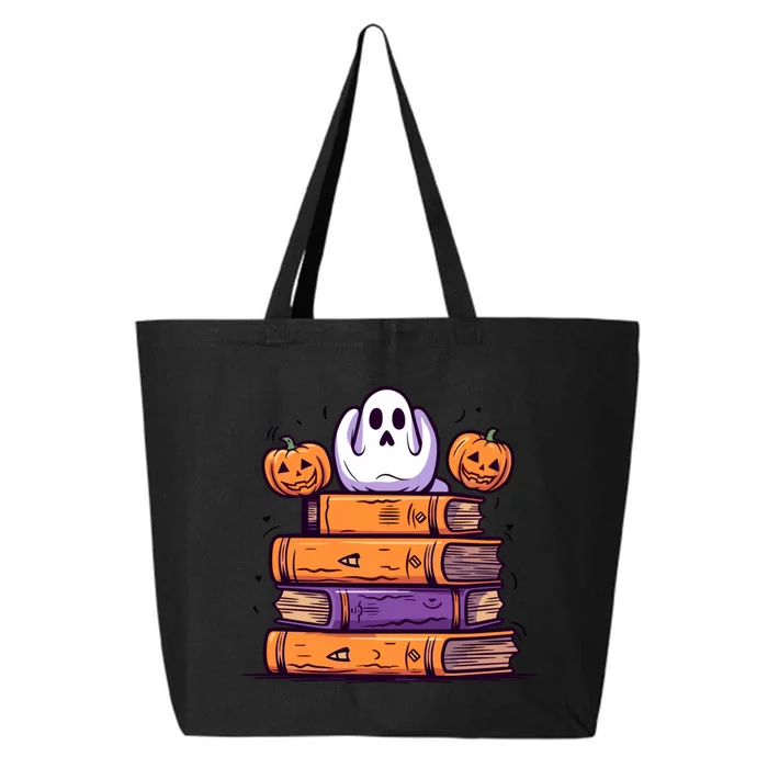 Cute Ghost Reading Books Halloween Librarian Book 25L Jumbo Tote