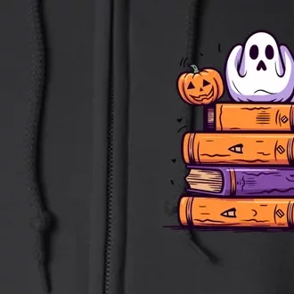 Cute Ghost Reading Books Halloween Librarian Book Full Zip Hoodie