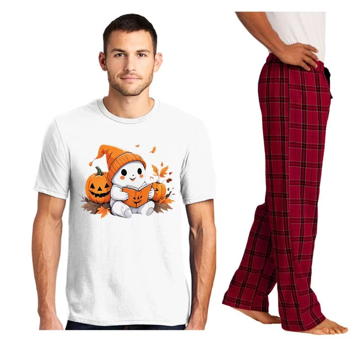 Cute Ghost Reading Books Funny Autumn Halloween Pajama Set