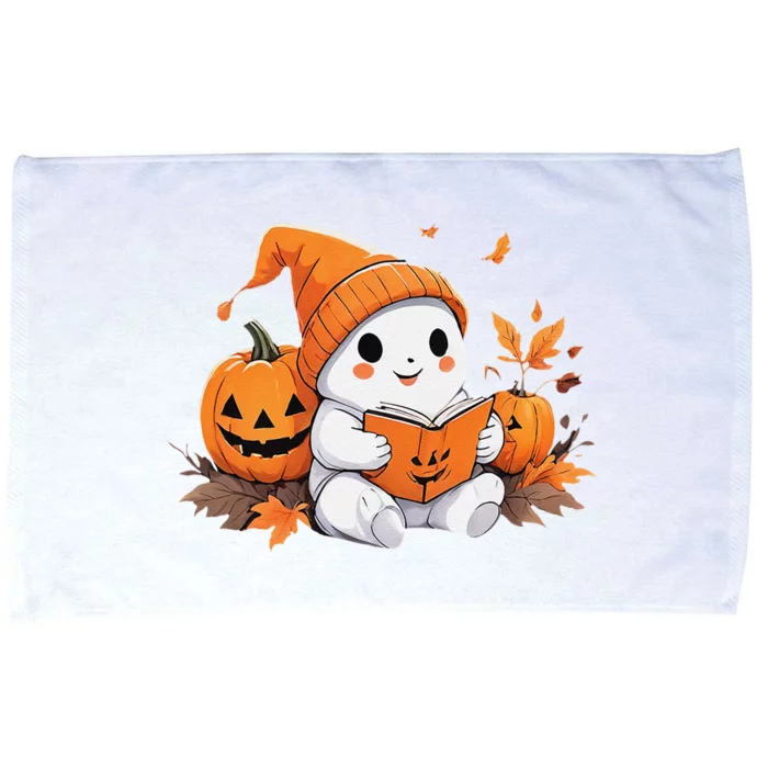 Cute Ghost Reading Books Funny Autumn Halloween Microfiber Hand Towel