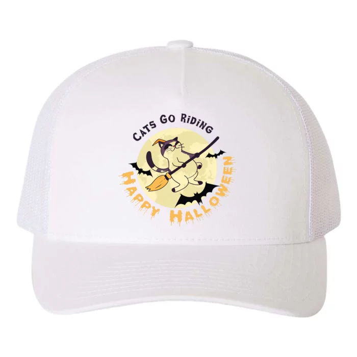 Cats Go Riding Happy Halloween Quotes Wich Brrom Bats Catoween Yupoong Adult 5-Panel Trucker Hat