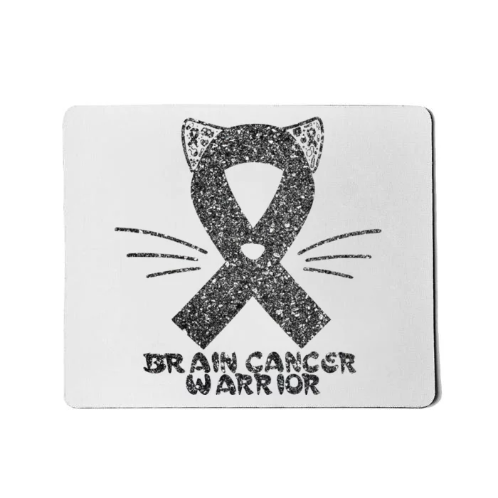 Cat Gray Ribbon Brain Cancer Awareness Warrior Cat Lover I Wear Gray Mousepad