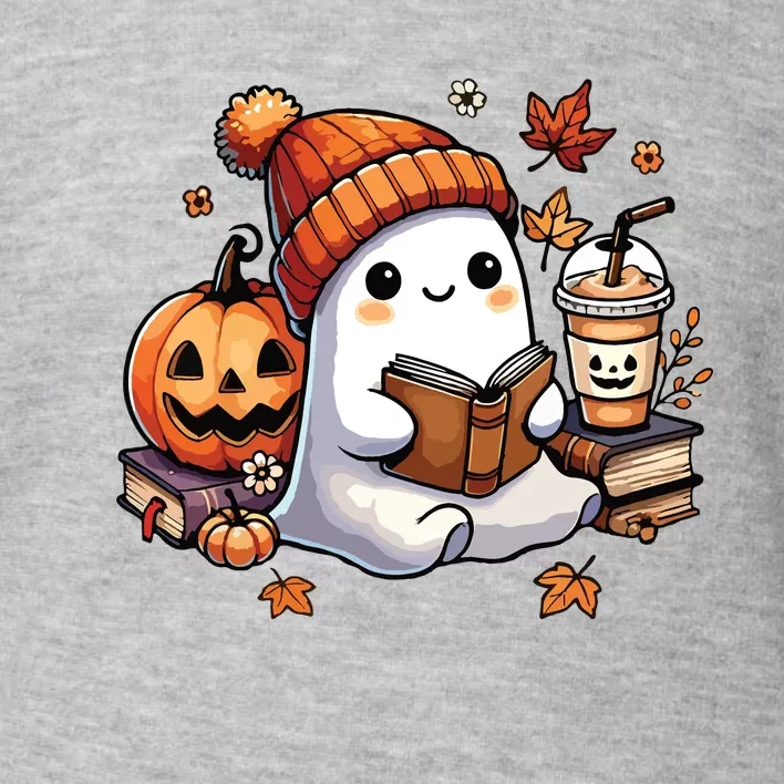 Cute Ghost Reading Book Lovers Halloween Ghost Coffee Women Toddler Sweatshirt