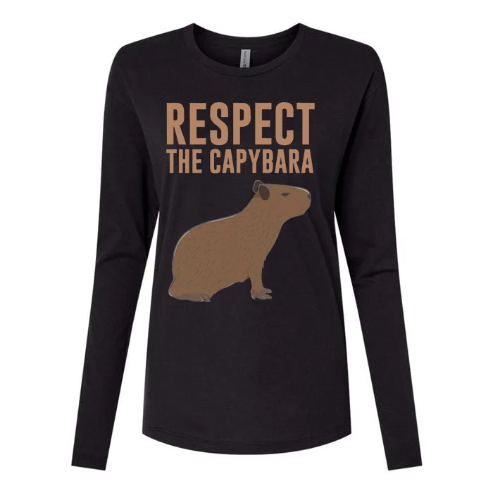 Capybara Gifts Respect The Capybara Cute Animal Womens Cotton Relaxed Long Sleeve T-Shirt