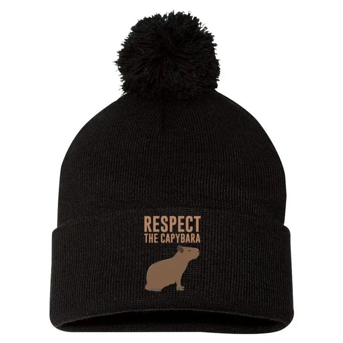 Capybara Gifts Respect The Capybara Cute Animal Pom Pom 12in Knit Beanie