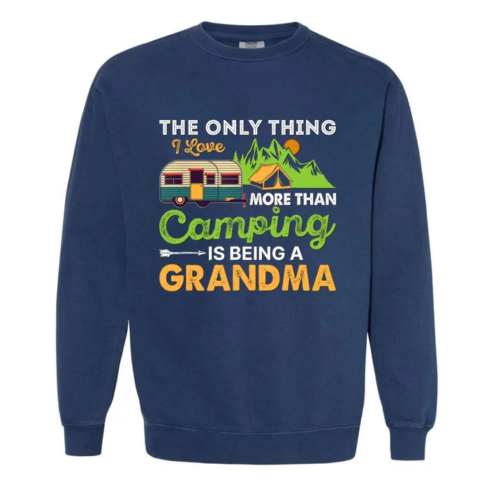 Camp Grandma Retro Vintage Outdoor Tee Wo's Camping Garment-Dyed Sweatshirt