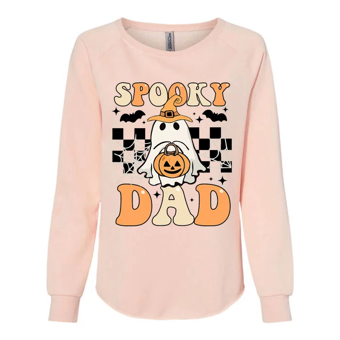 Cute Ghost Retro Spooky Season Halloween Spooky Dad Womens California Wash Sweatshirt