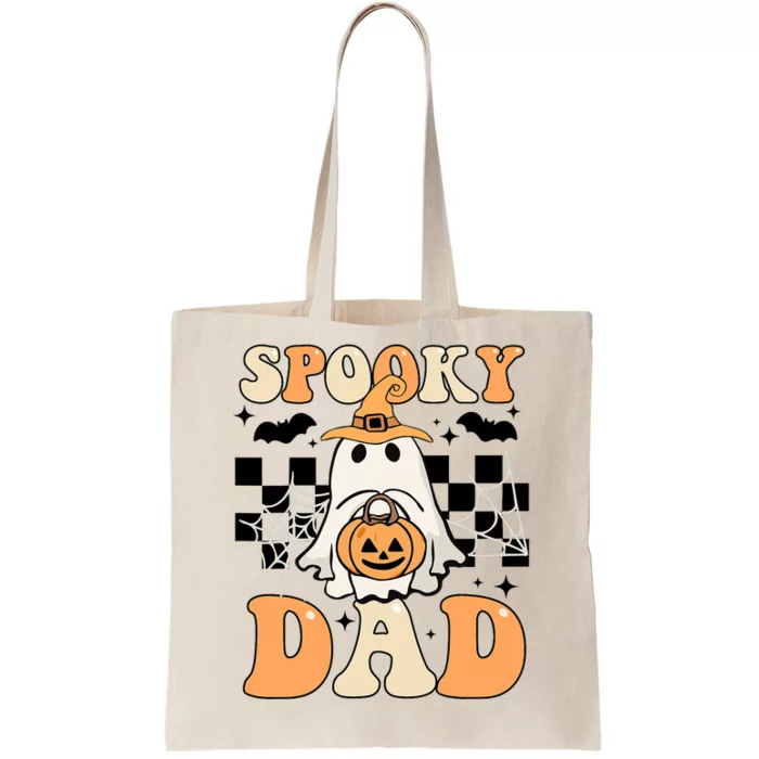 Cute Ghost Retro Spooky Season Halloween Spooky Dad Tote Bag