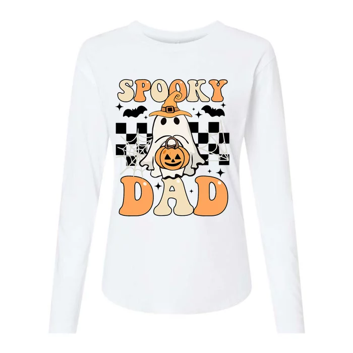 Cute Ghost Retro Spooky Season Halloween Spooky Dad Womens Cotton Relaxed Long Sleeve T-Shirt