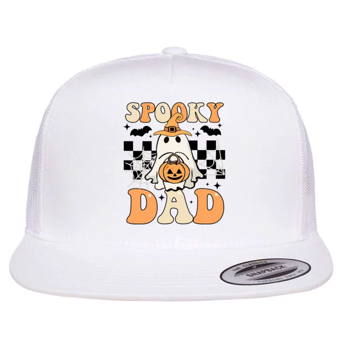 Cute Ghost Retro Spooky Season Halloween Spooky Dad Flat Bill Trucker Hat