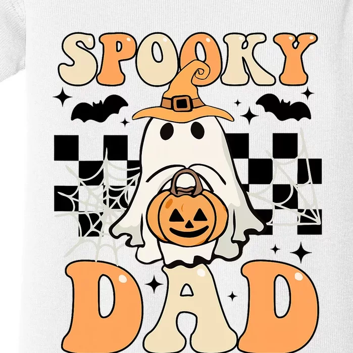 Cute Ghost Retro Spooky Season Halloween Spooky Dad Baby Bodysuit