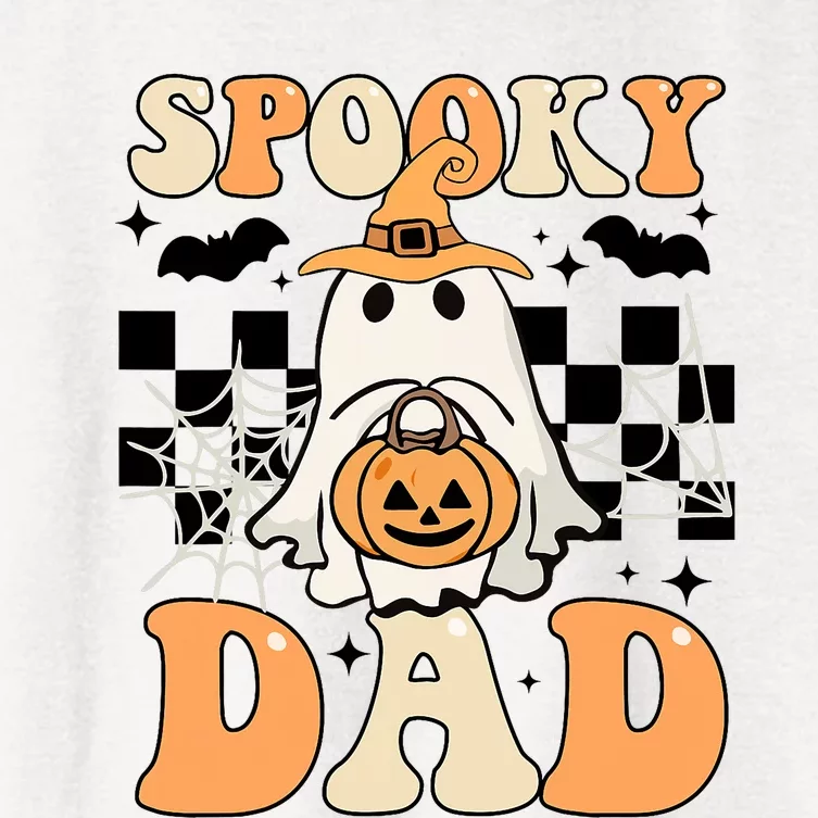 Cute Ghost Retro Spooky Season Halloween Spooky Dad Women's Crop Top Tee