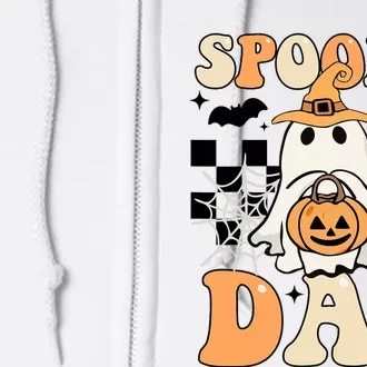 Cute Ghost Retro Spooky Season Halloween Spooky Dad Full Zip Hoodie