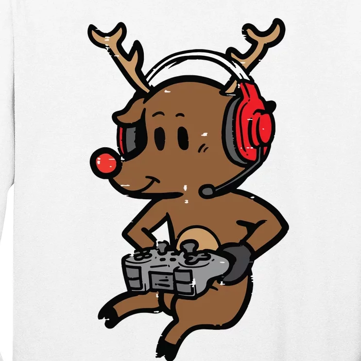 Christmas Gamer Reindeer Xmas Gaming Long Sleeve Shirt