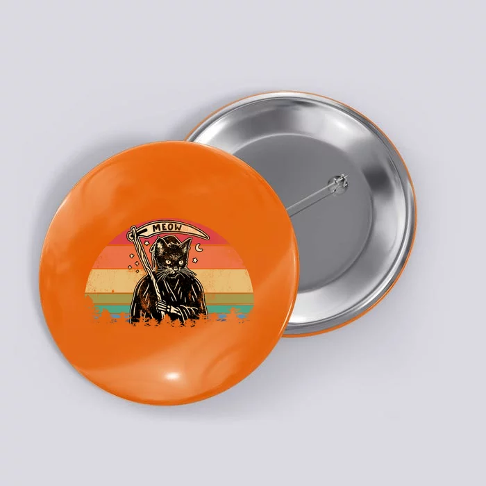 Cat Grim Reaper Vintage Button