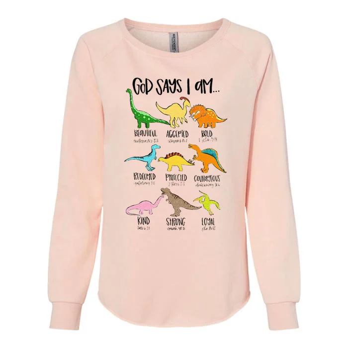 Cute God Says I Am Dinosaur Lover Funny Christian Kids Womens California Wash Sweatshirt