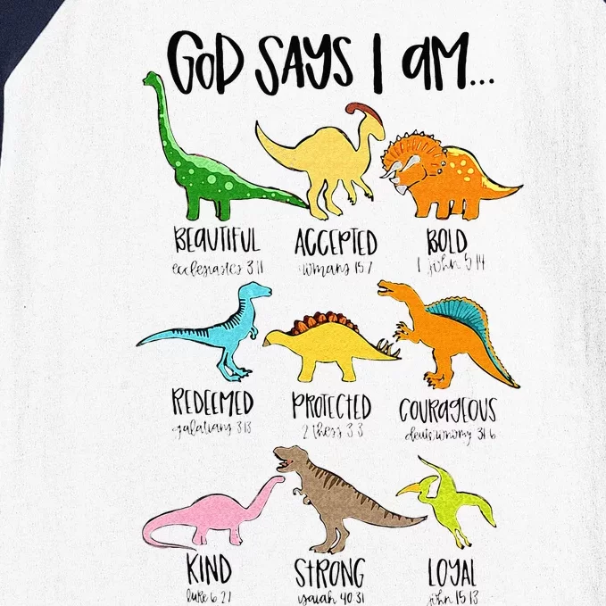 Cute God Says I Am Dinosaur Lover Funny Christian Kids Baseball Sleeve Shirt