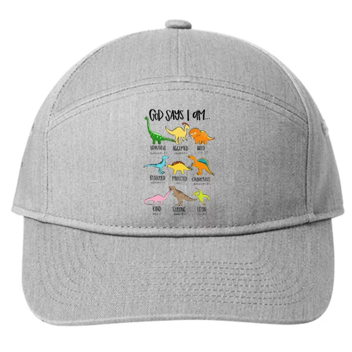 Cute God Says I Am Dinosaur Lover Funny Christian Kids 7-Panel Snapback Hat