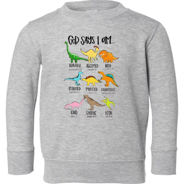 Cute God Says I Am Dinosaur Lover Funny Christian Kids Toddler Sweatshirt