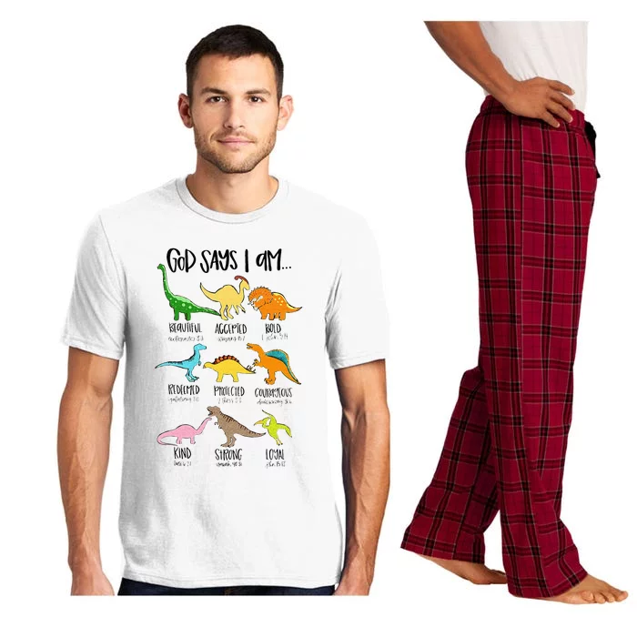 Cute God Says I Am Dinosaur Lover Funny Christian Kids Pajama Set