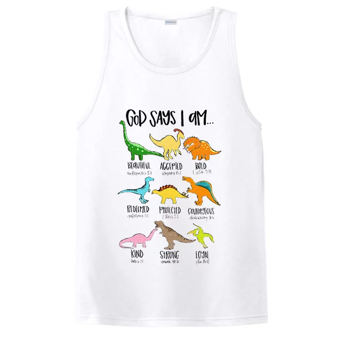 Cute God Says I Am Dinosaur Lover Funny Christian Kids Performance Tank