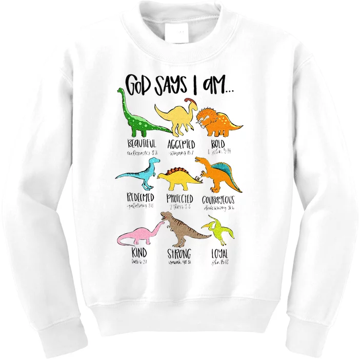 Cute God Says I Am Dinosaur Lover Funny Christian Kids Kids Sweatshirt