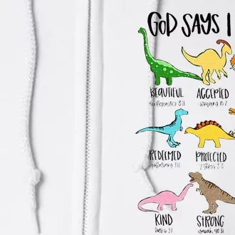 Cute God Says I Am Dinosaur Lover Funny Christian Kids Full Zip Hoodie