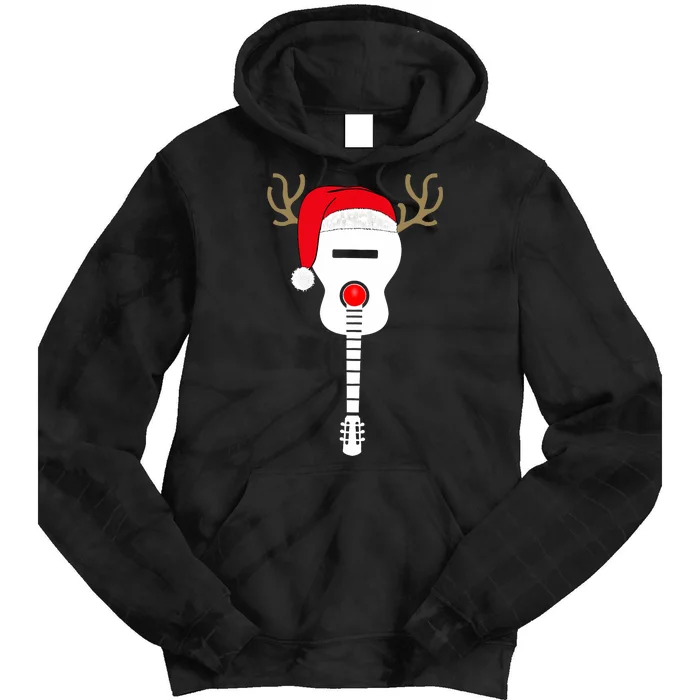 Christmas Guitar Santa Hat Reindeer Antlers For Adults T Tie Dye Hoodie