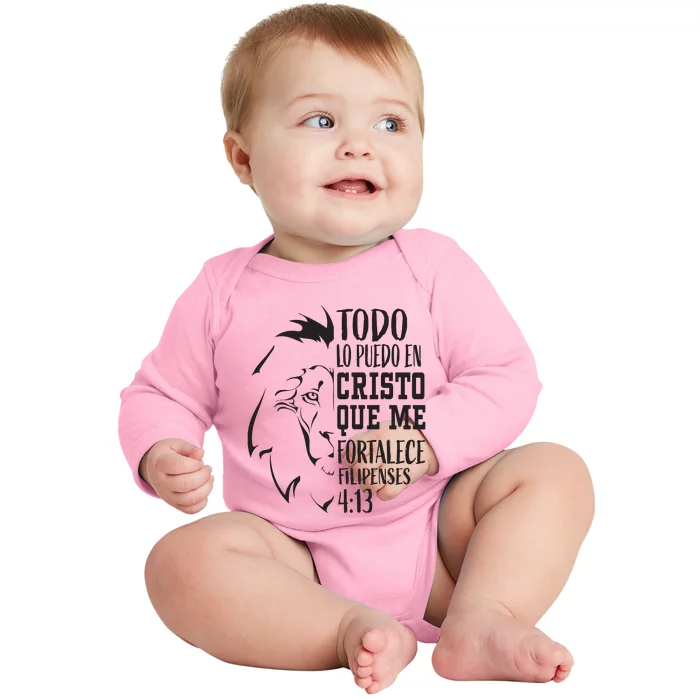 Christian Gifts Spanish Lion Filipenses 413 Verse Sayings Baby Long Sleeve Bodysuit