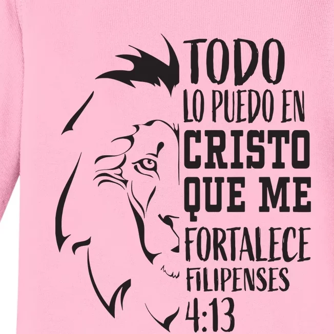 Christian Gifts Spanish Lion Filipenses 413 Verse Sayings Baby Long Sleeve Bodysuit