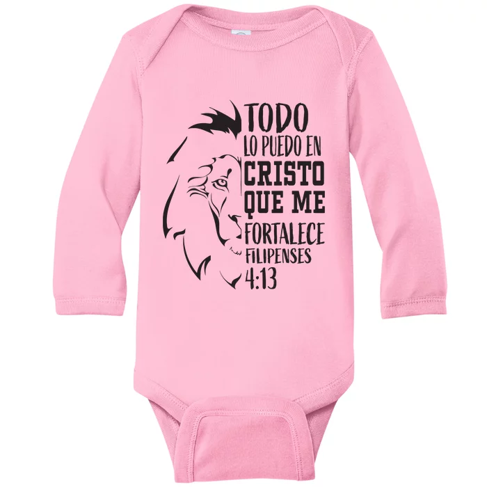 Christian Gifts Spanish Lion Filipenses 413 Verse Sayings Baby Long Sleeve Bodysuit