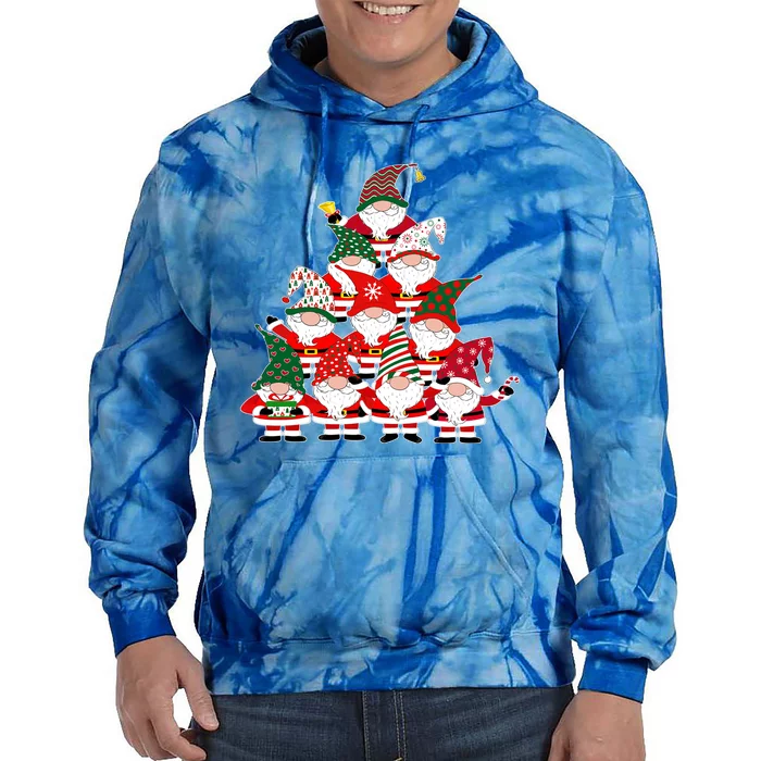 Christmas Gnome Santa Tree Holiday Funny Cute Gift Tie Dye Hoodie