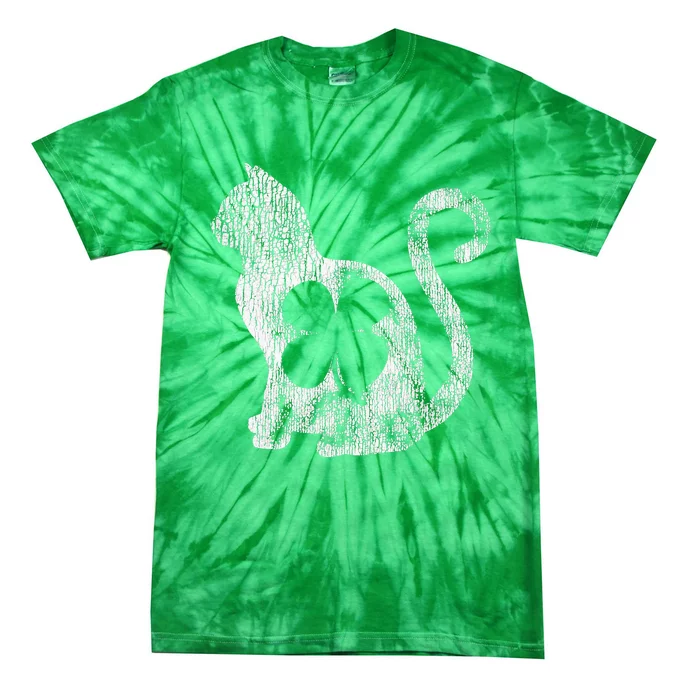 Cat Gift St Patrick's Day Shamrock Irish Clover Lucky Tie-Dye T-Shirt