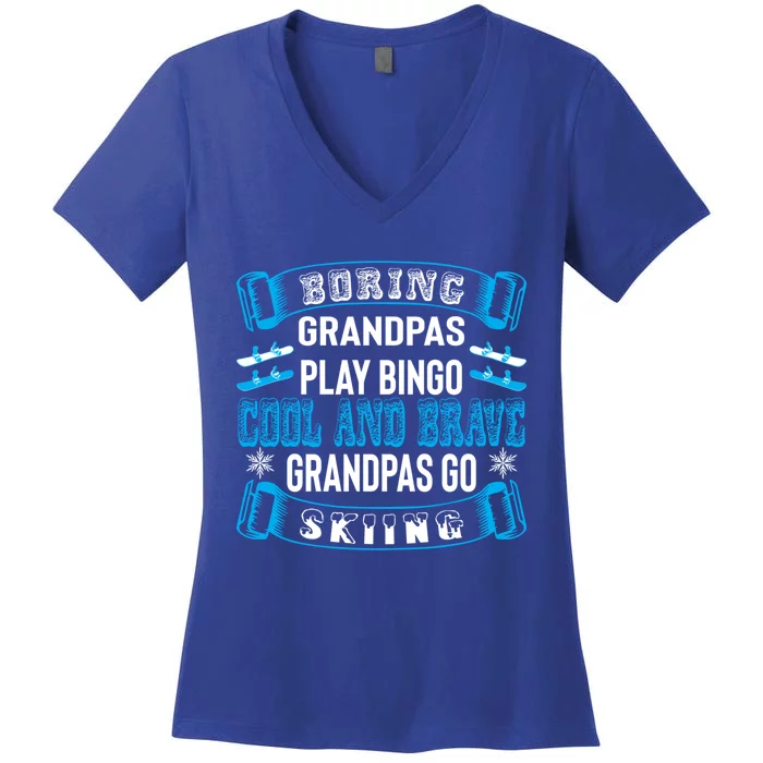 Cool Grandpas Ski Ski Grandpa Ski Skier Meaningful Gift Women's V-Neck T-Shirt